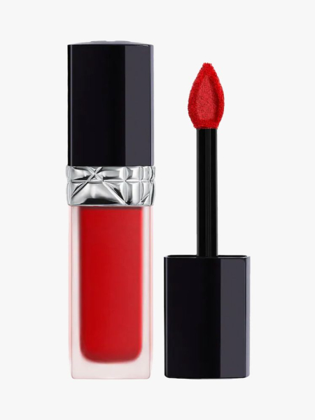 Dior Rouge Dior Forever Transfer-Proof Lipstick in branded component on a light gray background