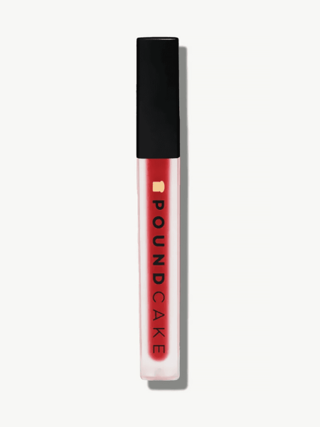 Poundcake Cake Batter Liquid Lipstick in Red Velvet in clear tube with black cap
